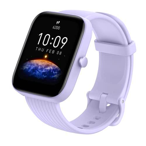 Amazfit Bip 3 SmartWatch con pantalla a color grande de 1,69" 50 Esferas Reloj con 60 modos deportivos 5 ATM Resistente 14 días Duración de la Batería con Frecuencia cardíaca Monitor de SpO2 Purpula