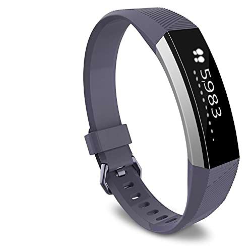 KAEHA FBAHR-0119 Bandas Fitbit Alta HR, Repuesto Correa Deportiva Ajustable Compatible para Las para Mujeres Hombres (6.5"-8.1") -Gris