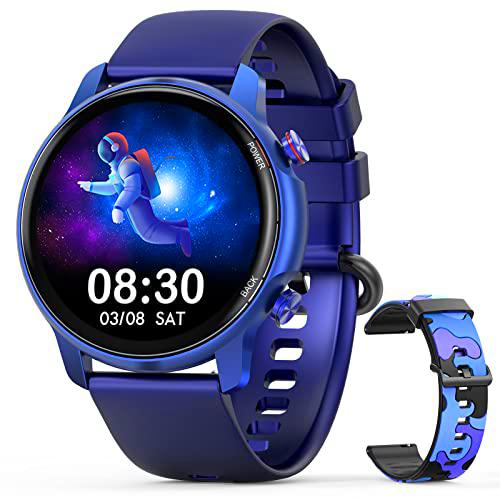 ZKCREATION Relojes Inteligente Hombre,Smartwatch Hombre con Calorías Monitor Pulsómetro Podómetro Cronometro Monitor de Sueño Pulsera de Actividad Relojes Deportivos Hombre para Android iOS (Zafiro)