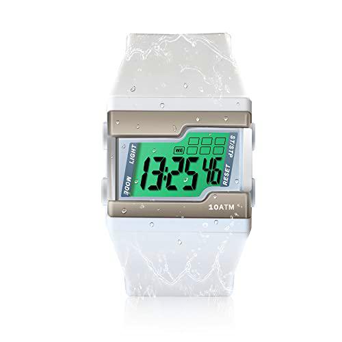 ILAME Reloj de pulsera digital para natación bajo el agua 10 ATM impermeable con múltiples funciones de cronómetro redondo