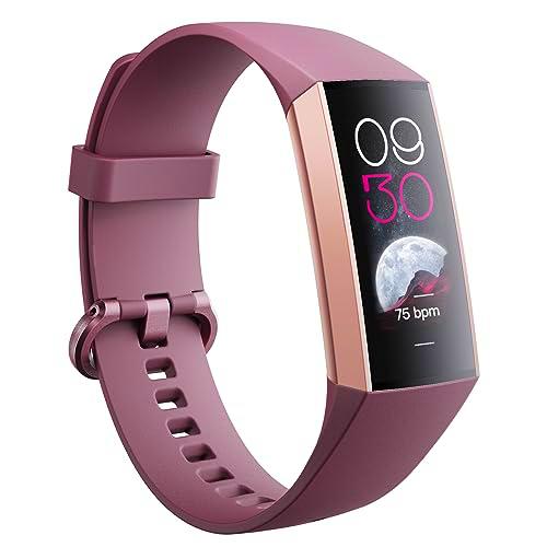 SANZEN Activity tracker smartwatch mujer hombre 1.1 ''AMOLED pantalla Fitness Relojes con frecuencia cardíaca Presión arterial Monitor de sueño Monitor de calorías Step Counter Smart Band (púrpura 2)