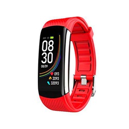 CGGA presión Arterial Reloj Deportivo Frecuencia cardíaca sueño Ejercicio podómetro Bluetooth Pulsera Inteligente C6T Cuerpo de monitoreo de Temperatura (Color Rojo)