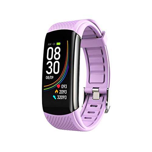 CGGA presión Arterial Reloj Deportivo Frecuencia cardíaca sueño Ejercicio podómetro Bluetooth Pulsera Inteligente C6T Cuerpo de monitoreo de Temperatura (Color púrpura)