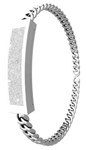 findtime Fitness Tracker Damen Smart Armkette Aktivitätstracker IP68 Wasserdicht Smartband Estrecho Podómetro Schlaftracker Kalorienzzähler Herzfrequenzmesser ohne Display Kuba Kette Design Silber