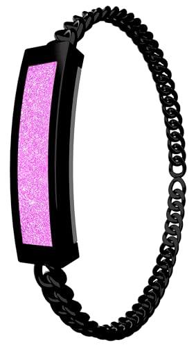 findtime Fitness Tracker Damen Smart Armkette Aktivitätstracker IP68 Wasserdicht Smartband Estrecho Podómetro Schlaftracker Kalorienzzähler Herzfrequenzmesser ohne Display schöne Kuba Kette Schwarz