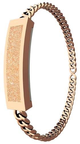 findtime Fitness Tracker Damen Smart Armkette Aktivitätstracker IP68 Wasserdicht Smartband Estrecho Podómetro Schlaftracker Kalorienzzähler Herzfrequenzmesser Dünn Kuba Kette Design Gold