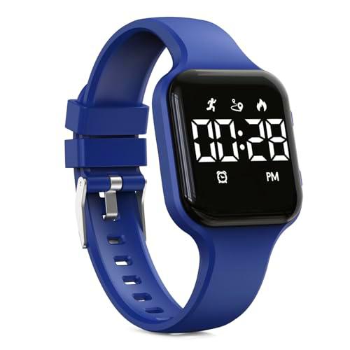 Focwony Reloj digital para niños, podómetro, resistente al agua